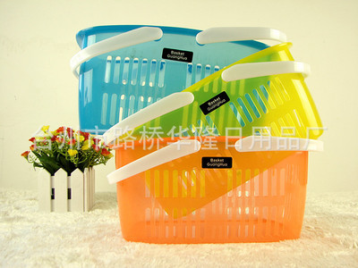 【廠家批發(fā) 塑料日用平 多用途 手提購物籃子 裝物品籃子 464】價格,廠家,圖片,家用購物籃、袋、車,臺州市路橋華隆日用品廠-
